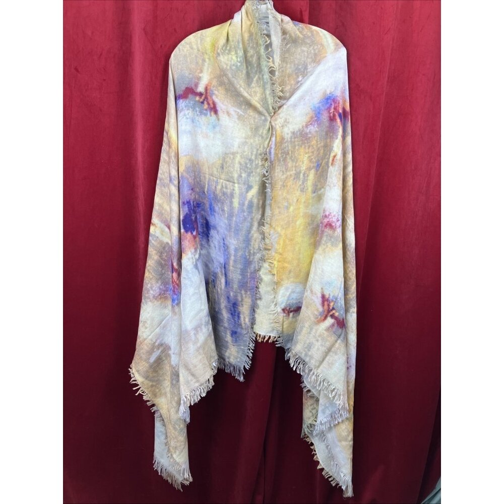 37 X 76 Blank NYC Watercolor Sunset Modal Wool Blend Scarf